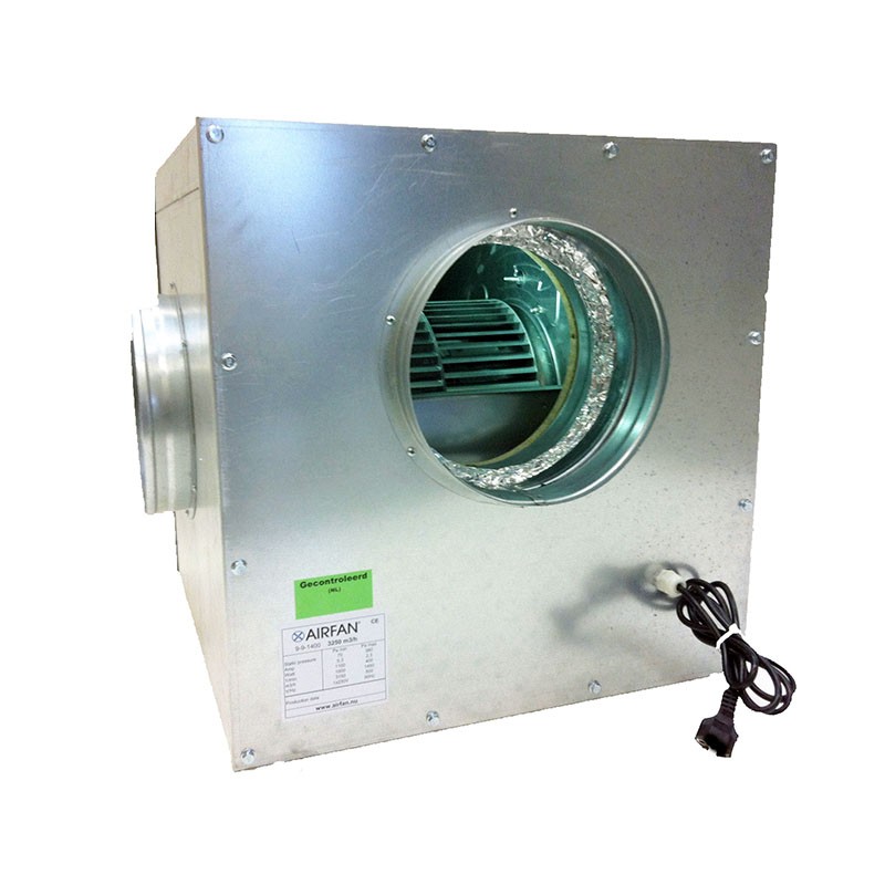 Airfan SOFT-Box Metal 1500 m³/h - maximálně odhlučněný ventilátor včetně přírub a háků k upevnění